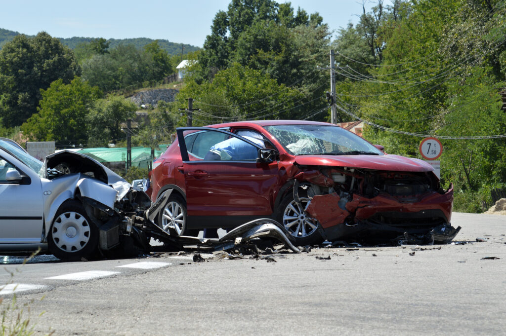 Crash where two cars are involved